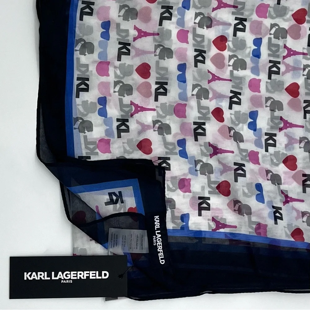Karl Lagerfeld Paris Paris Icons Square Scarf 48” NWT